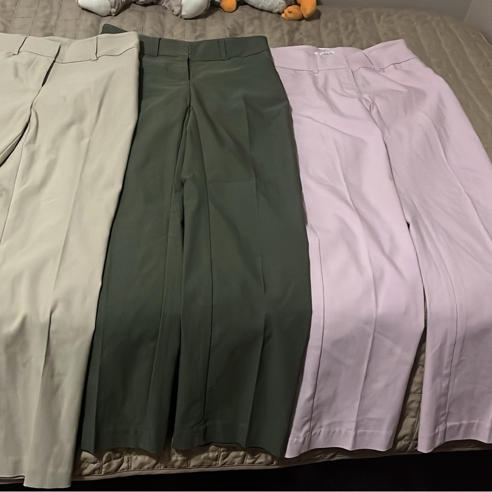 Suzy Shier Women's Straight Leg Pants - Cream, Green, Pink